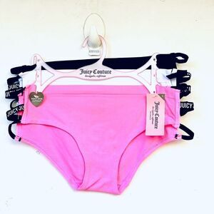 Juicy Couture  3-Pack Panties Set With Sexy Side Cutouts In Pink Black & White